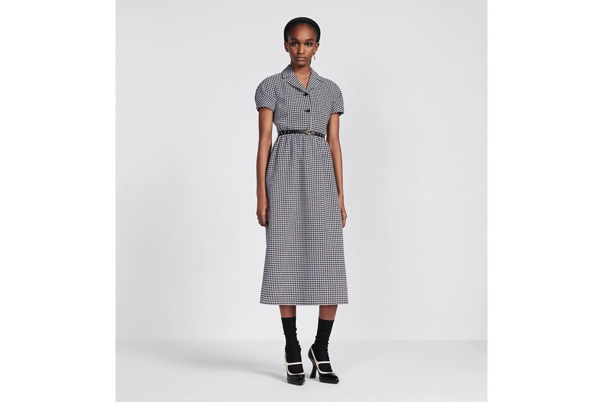 Dior o1bcso1str0225 Dress with Puff Sleeves in Black/White Size L / US 10 / IT 46 - 4 Thumbnail