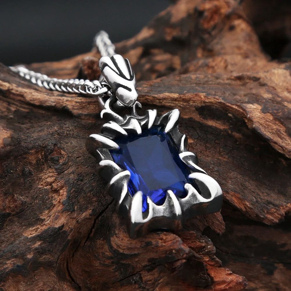 Other Classic Stainless Steel Stone Pendant Necklace Size ONE SIZE - 1 Thumbnail