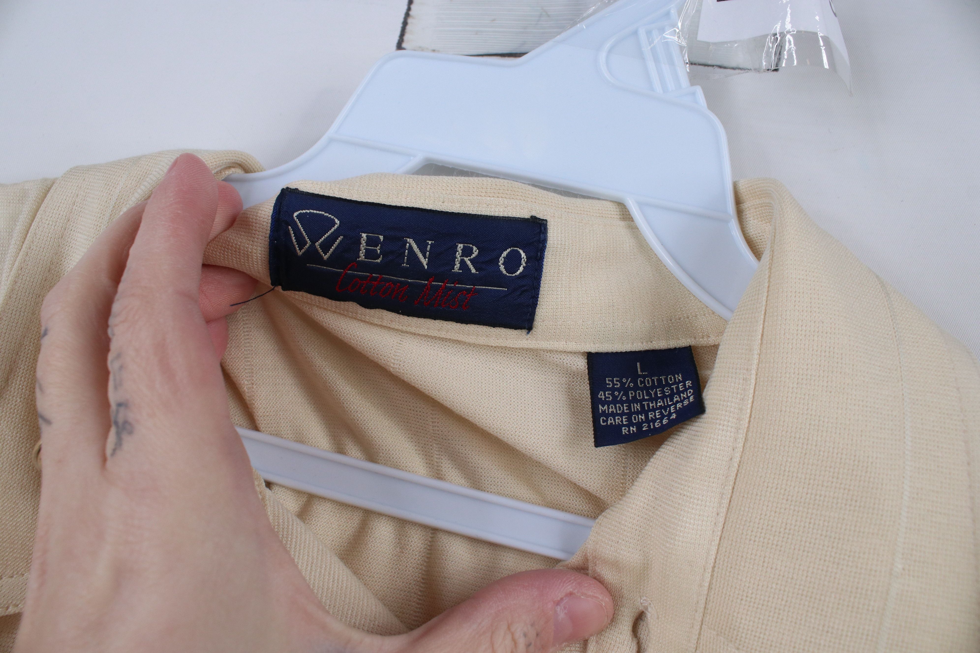 Vintage Vintage 80s 90s Streetwear Sheer Knit Polo Shirt Beige Size US L / EU 52-54 / 3 - 8 Thumbnail