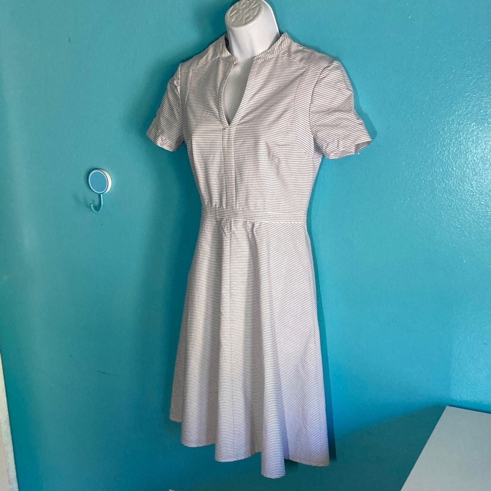 Tory Burch Tory Burch Womens Size 2 Striped White Fit Flare Dress Size XS / US 0-2 / IT 36-38 - 3 Thumbnail
