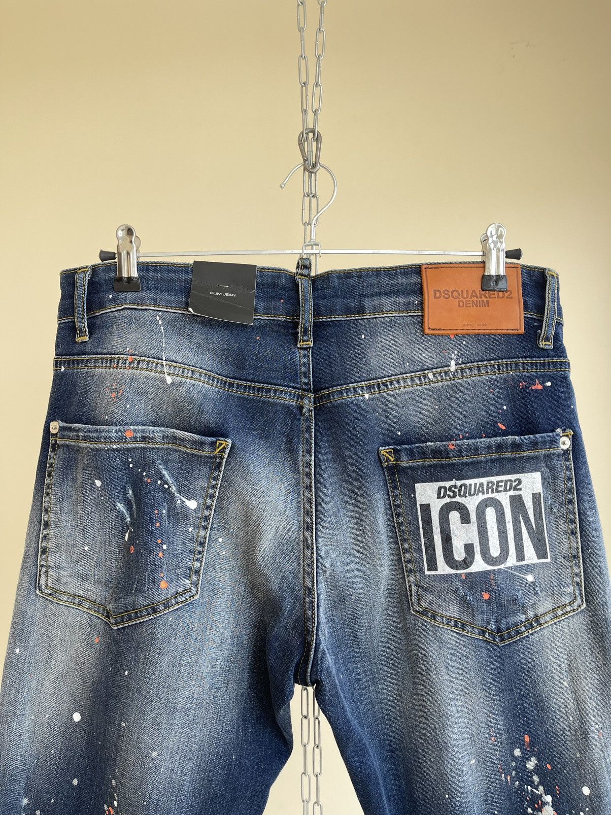 Dsquared2 Icon Slim Jean Distressed Wash Denim Paint-Splattered Jeans Size US 32 / EU 48 - 11 Thumbnail