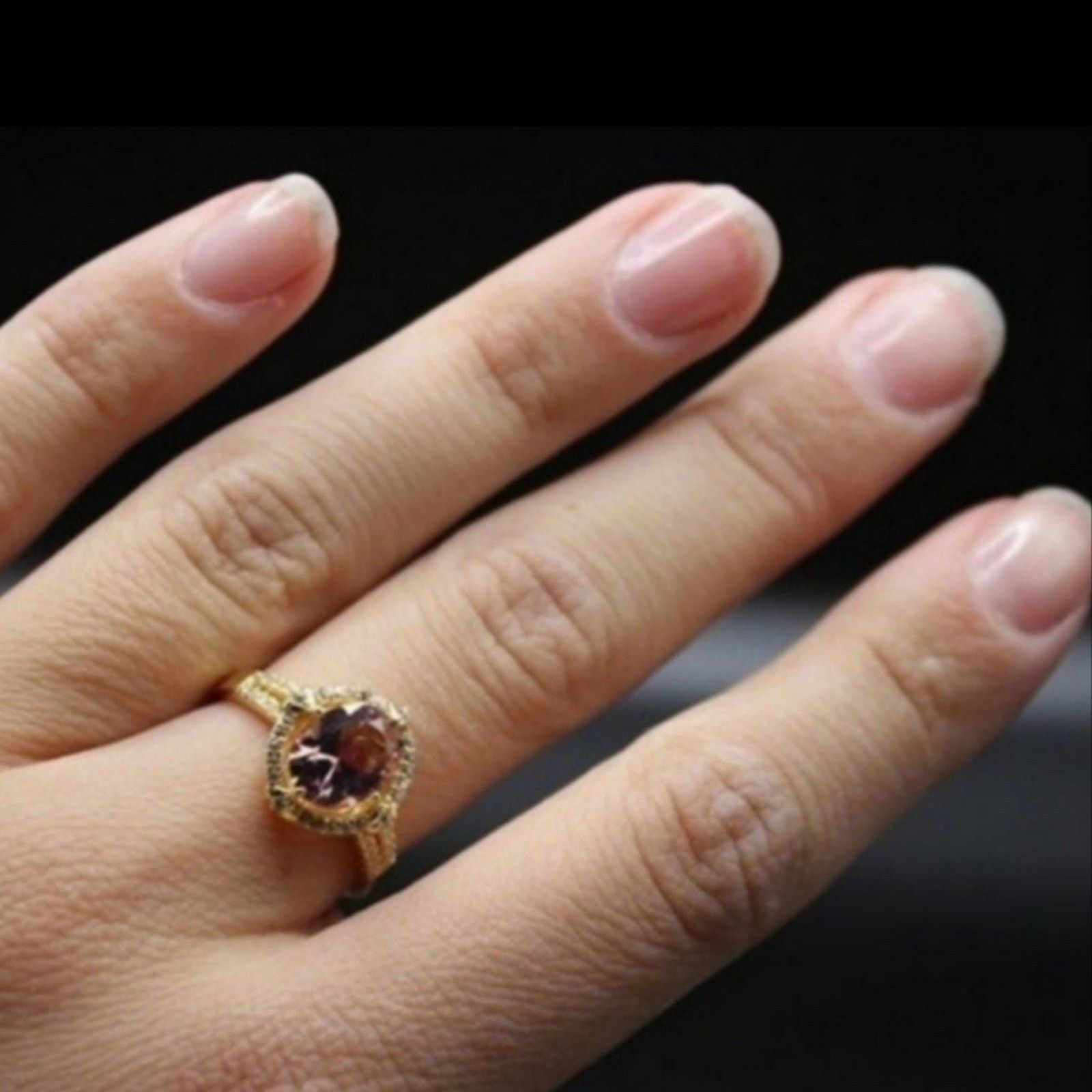 Ringspun Pigeon Egg Ring 925 Sterling Silver 18k Yellow Gold/Pink 7 Size ONE SIZE - 7 Thumbnail