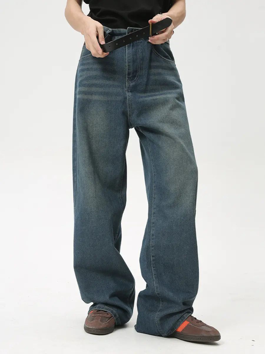 Japanese Brand Retro loose straight leg wide leg jeans Size US 32 / EU 48 - 4 Thumbnail