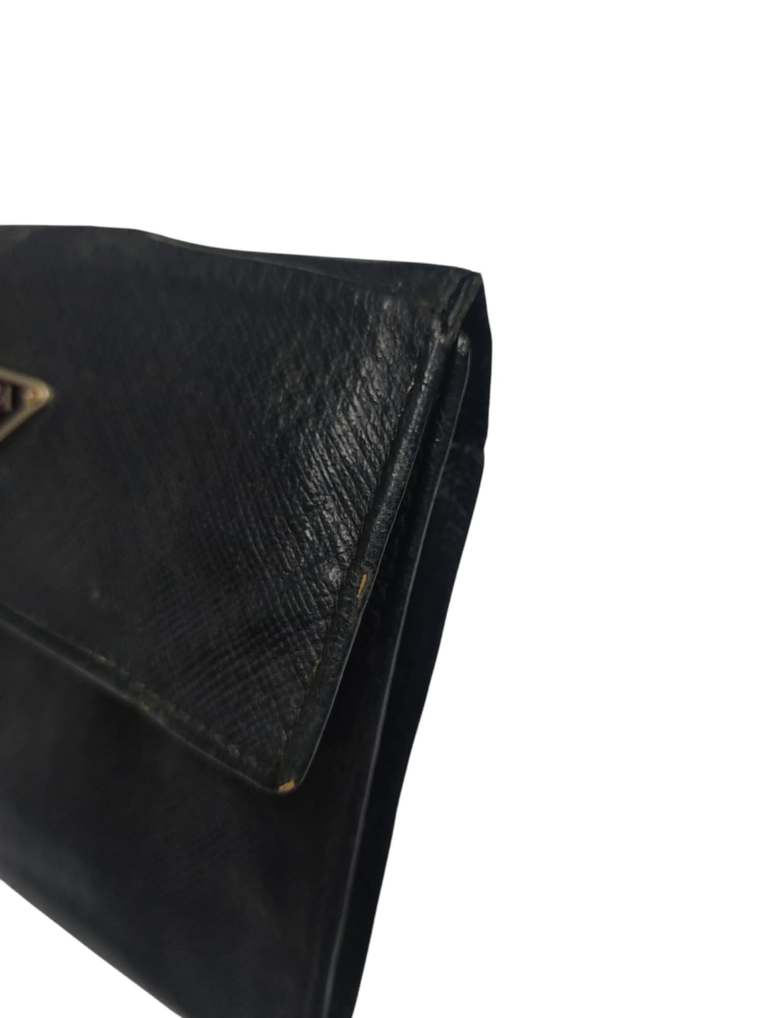 Prada PRADA BLACK SAFFIANO METAL LEATHER TRIANGLE WALLET Size ONE SIZE - 6 Thumbnail