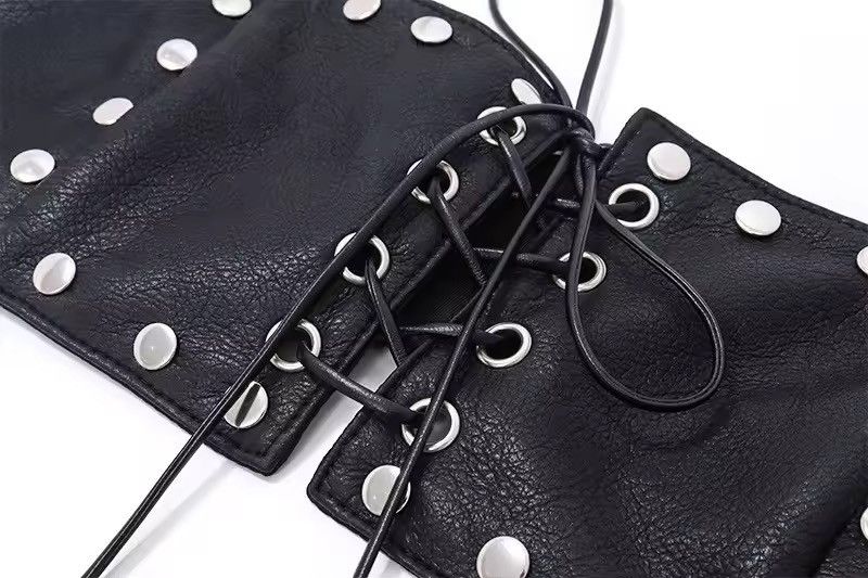Other Gothic Punk PU Leather Cross Skull Rivets Top Size M / US 6-8 / IT 42-44 - 6 Thumbnail