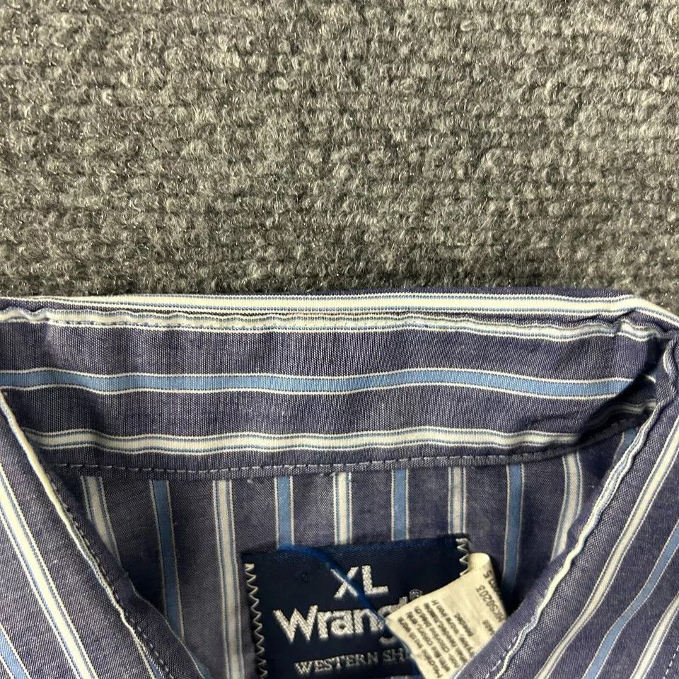 Vintage × Wrangler Wrangler Shirt Mens XL Striped Western Pearl Snap Long Tail Size US XL / EU 56 / 4 - 3 Thumbnail