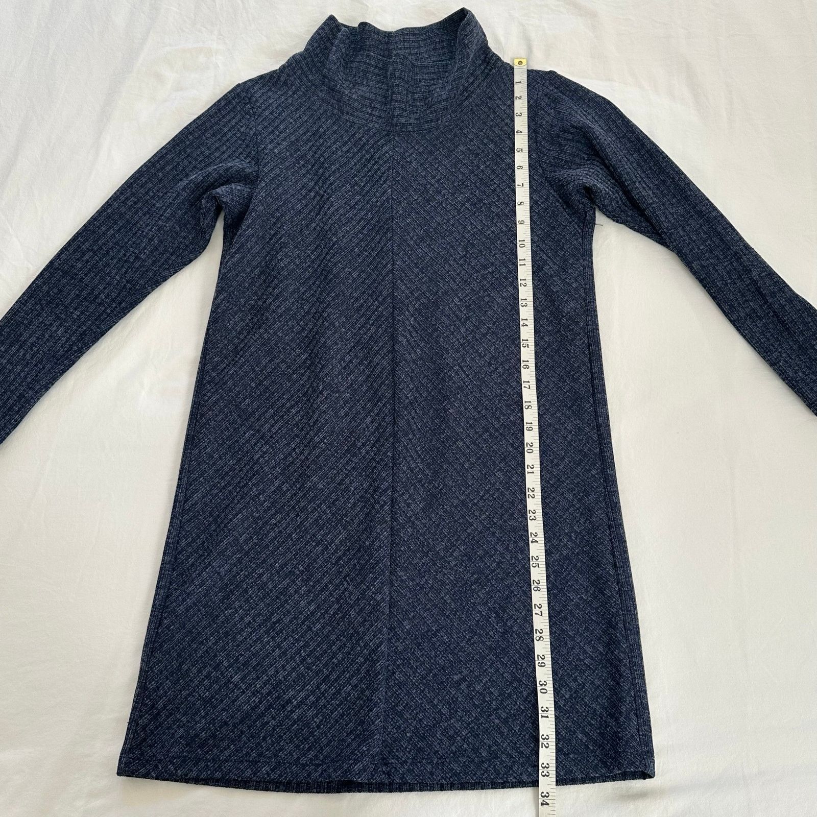 Other Max Studio Ribbed Geometric Navy Sweater Dress Cowl Neck S Size S / US 4 / IT 40 - 7 Thumbnail