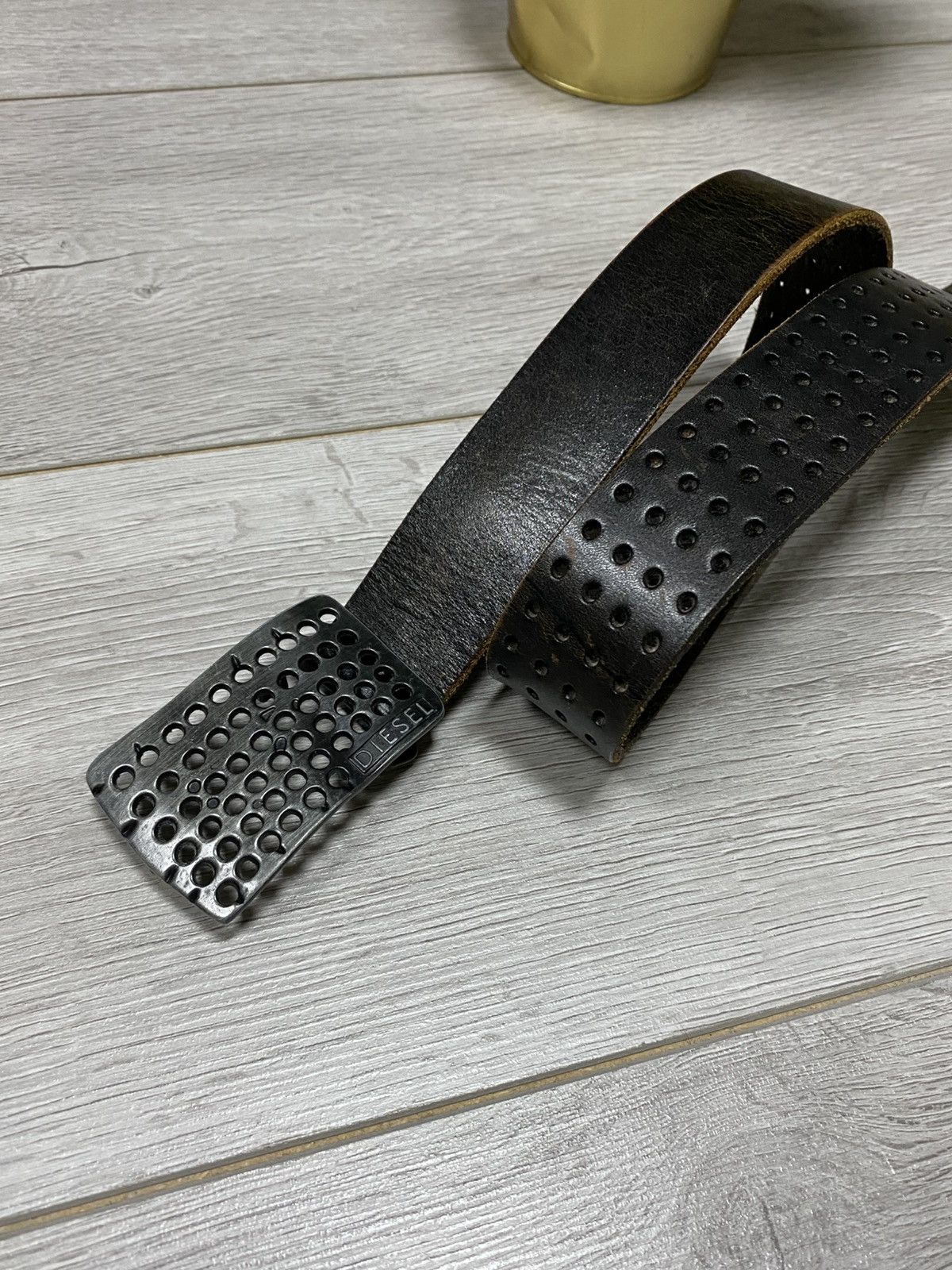 Diesel Diesel mesh RARE whole holes buckle leather belt 