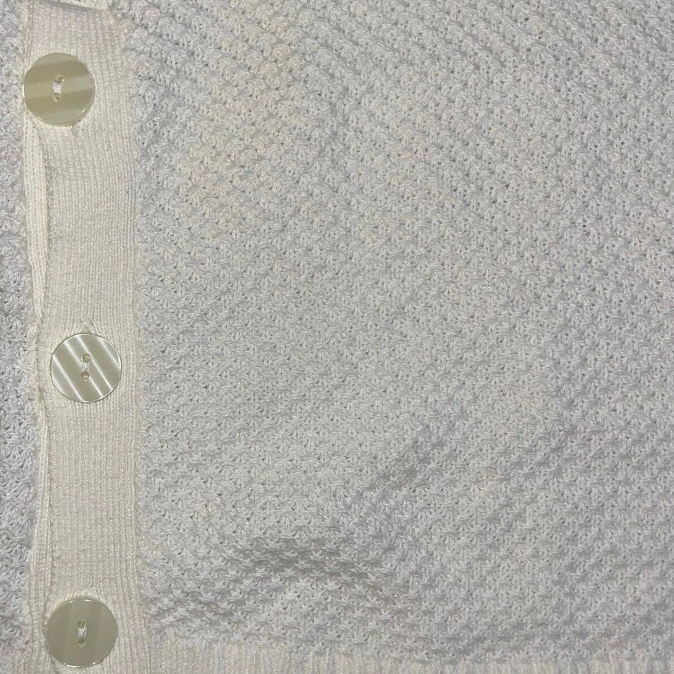 Ann Taylor Ivory Button Trim Long Sleeve Waffle Knit Sweater Size Large Size L / US 10 / IT 46 - 3 Thumbnail