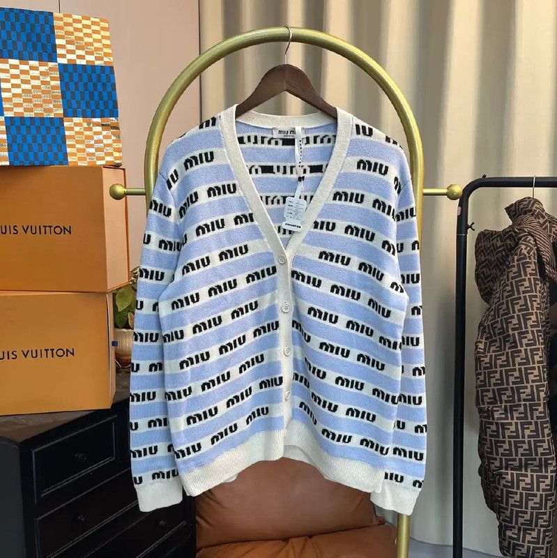 Miu Miu Miu Miu Blue Women's Cardigan Sweater 0089 Size S / US 4 / IT 40 - 1 Thumbnail