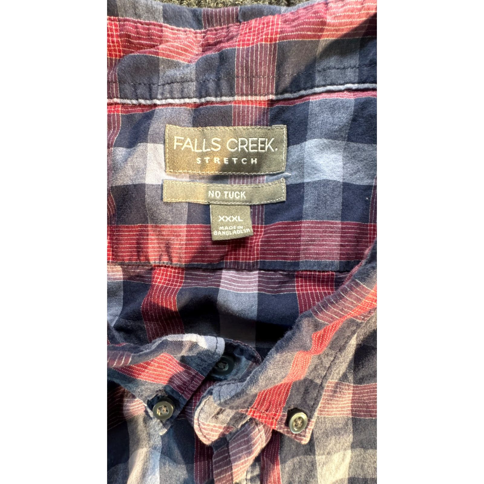 Vintage Falls Creek 3XL Blue Check Shirt Long Sleeve Button-Up Slim Men's Size US XXL / EU 58 / 5 - 2 Thumbnail