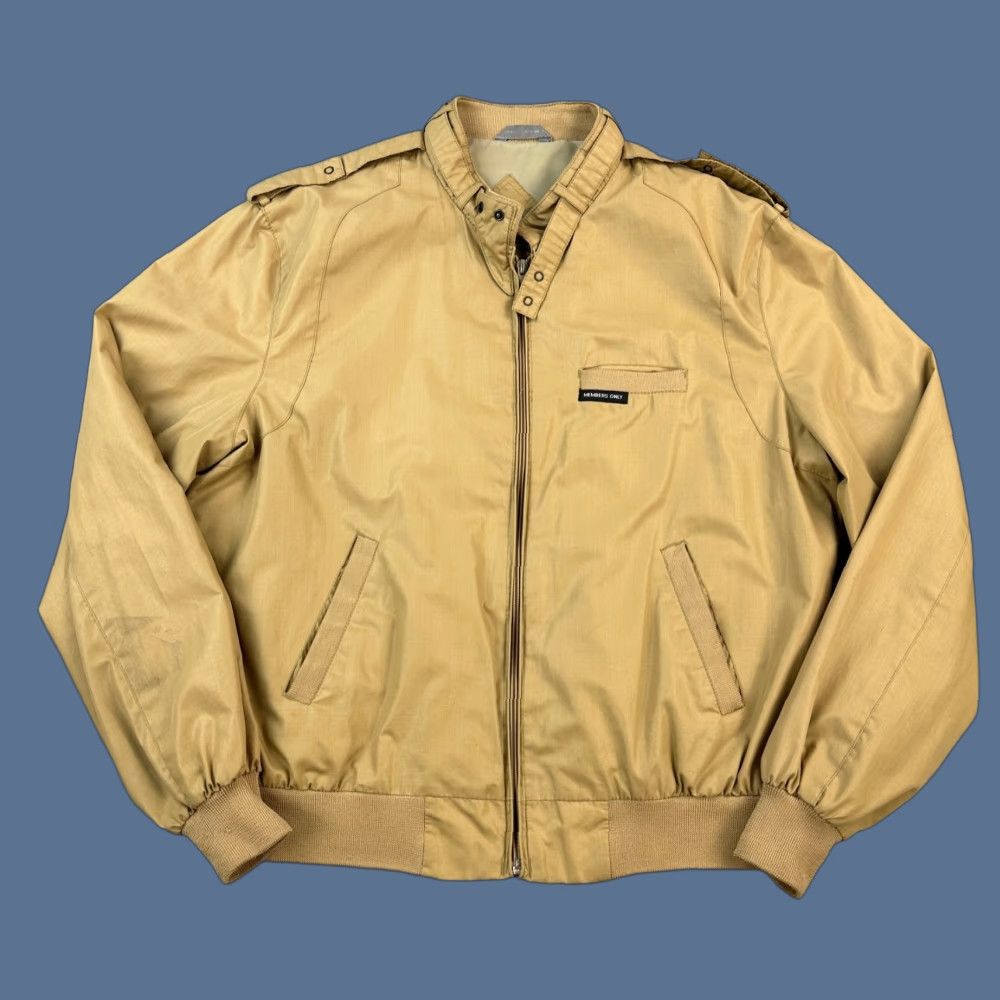 Members Only Vintage Members Only Bomber Jacket Mens 44 Tan Full Zip ...
