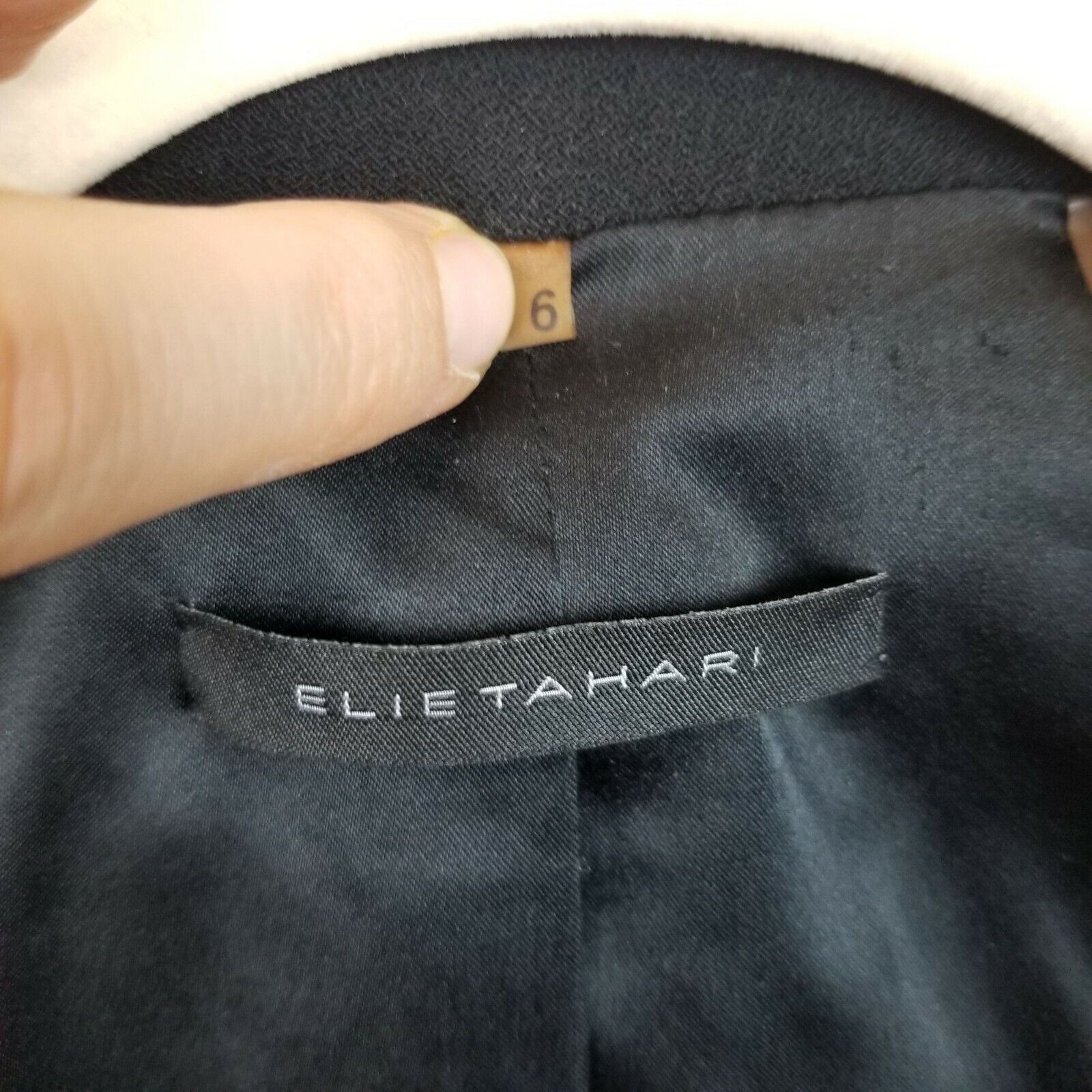 Elie Tahari Elie Tahari Womens Virgin Wool Blazer Leather Trim Size 6 Size M / US 6-8 / IT 42-44 - 6 Thumbnail