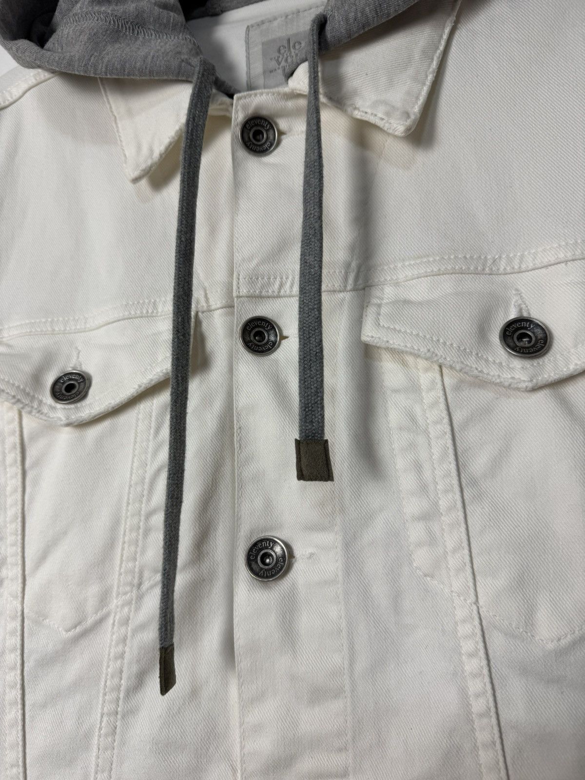 Eleventy Eleventy Denim Hoodie Jacket White/Gray Luxury Designer Size US M / EU 48-50 / 2 - 5 Thumbnail