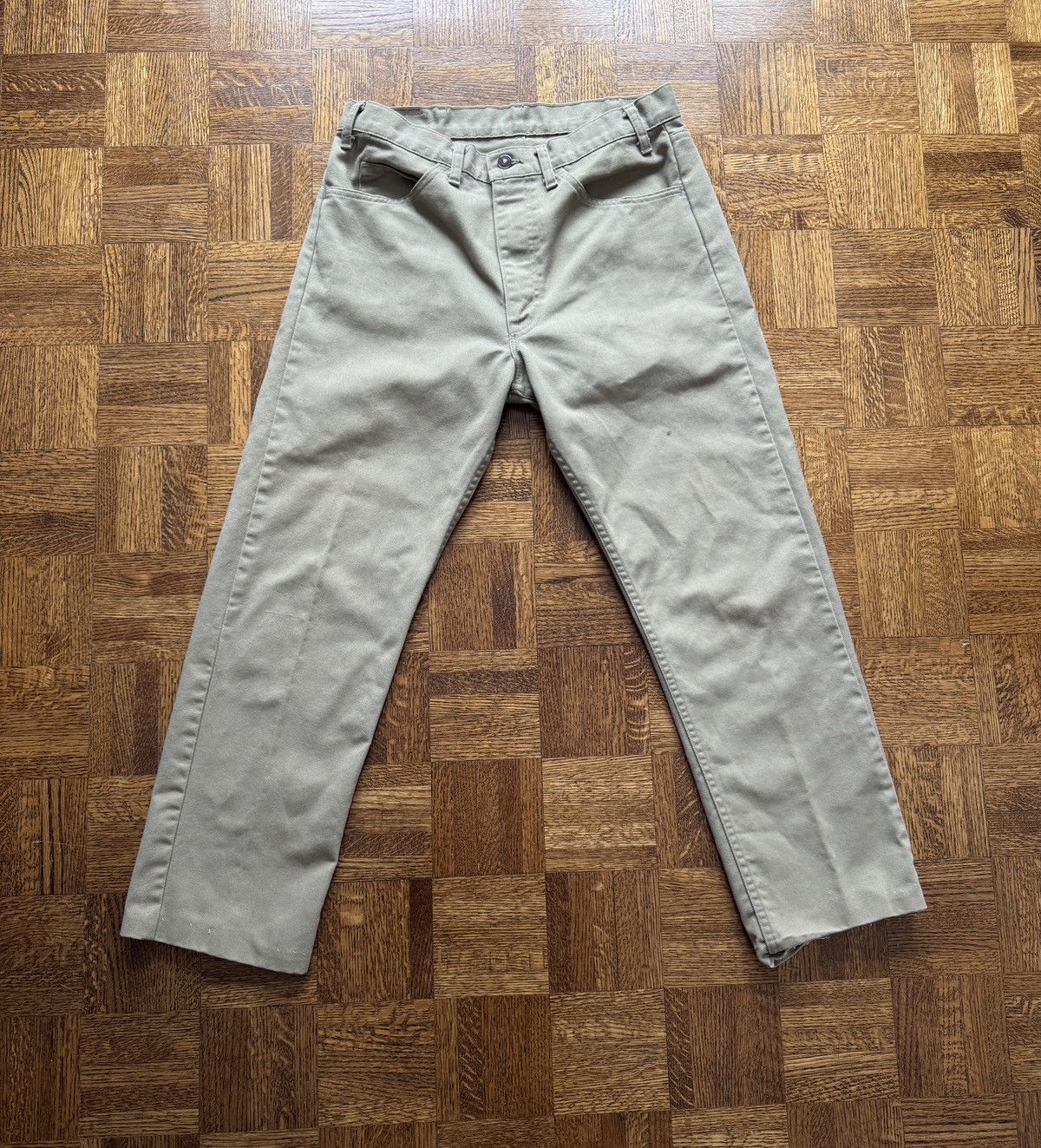 Levi's Vintage 80s Levi's 505 Khaki Beige Jeans Pants Size US 33 - 2 Thumbnail