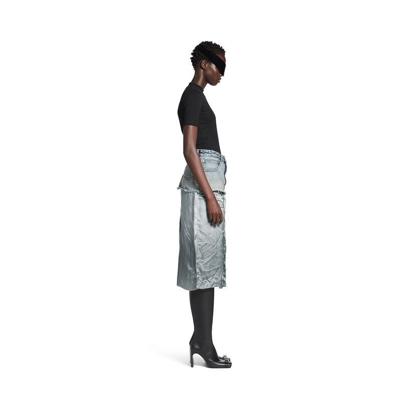 Balenciaga o1tr1nto0526 Ripped Off Skirt in Light Blue Size 26" / US 2 / IT 38 - 3 Thumbnail