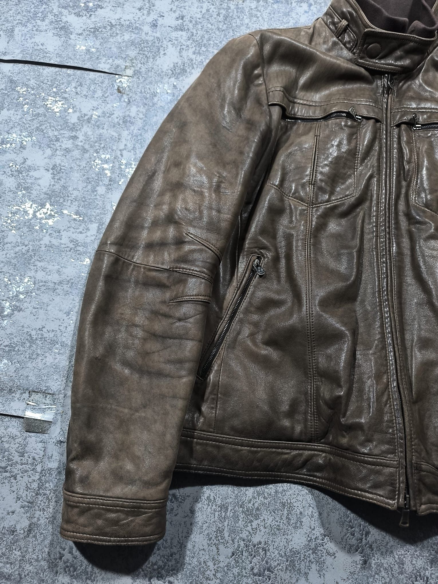 Peuterey Vtg Peuterey Biker Brown Leather Jacket Avantgarde Designer Size US L / EU 52-54 / 3 - 3 Thumbnail