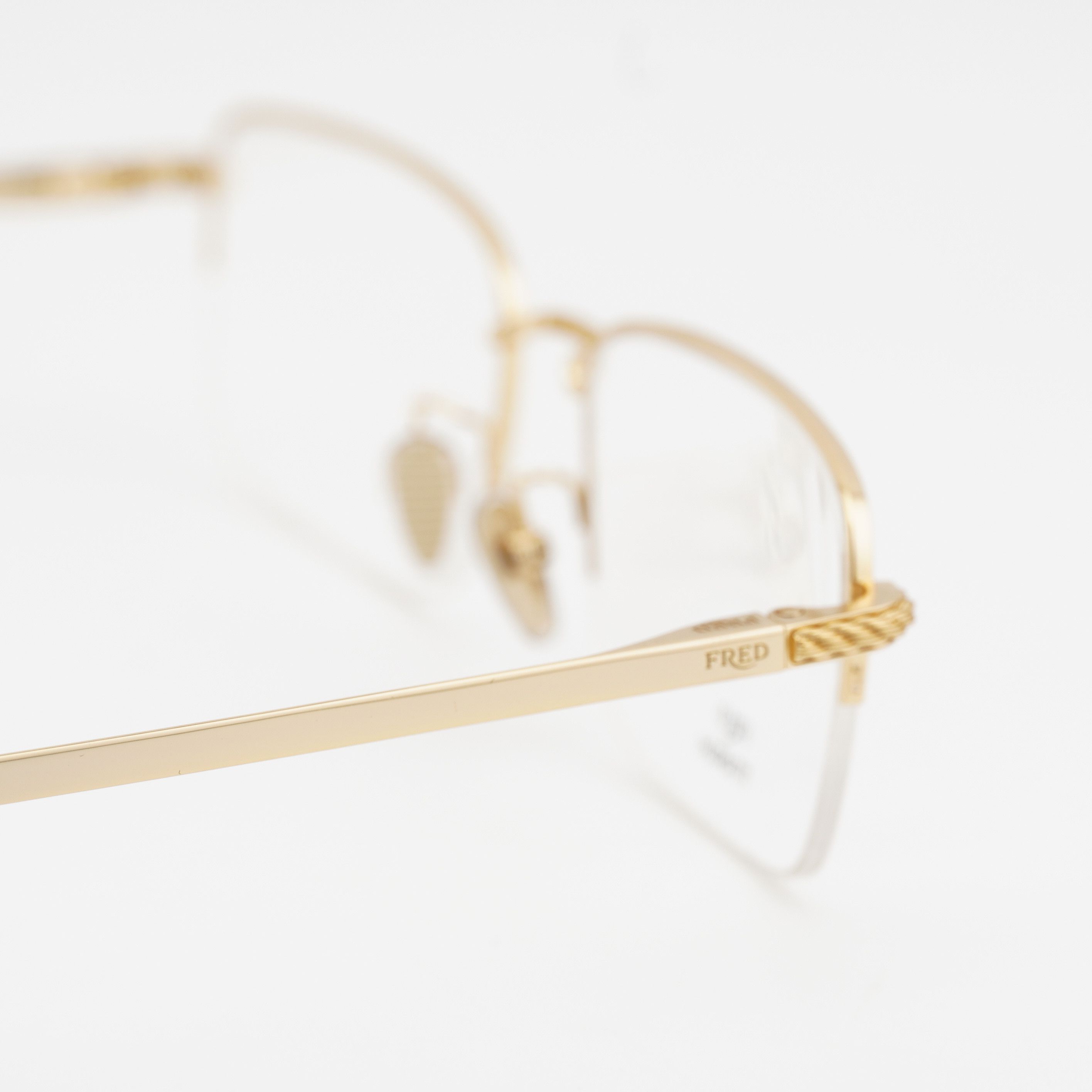 FRED Fred FG50024F 032 Eyeglasses Gold 56mm Rectangle Frame Size ONE SIZE - 8 Thumbnail