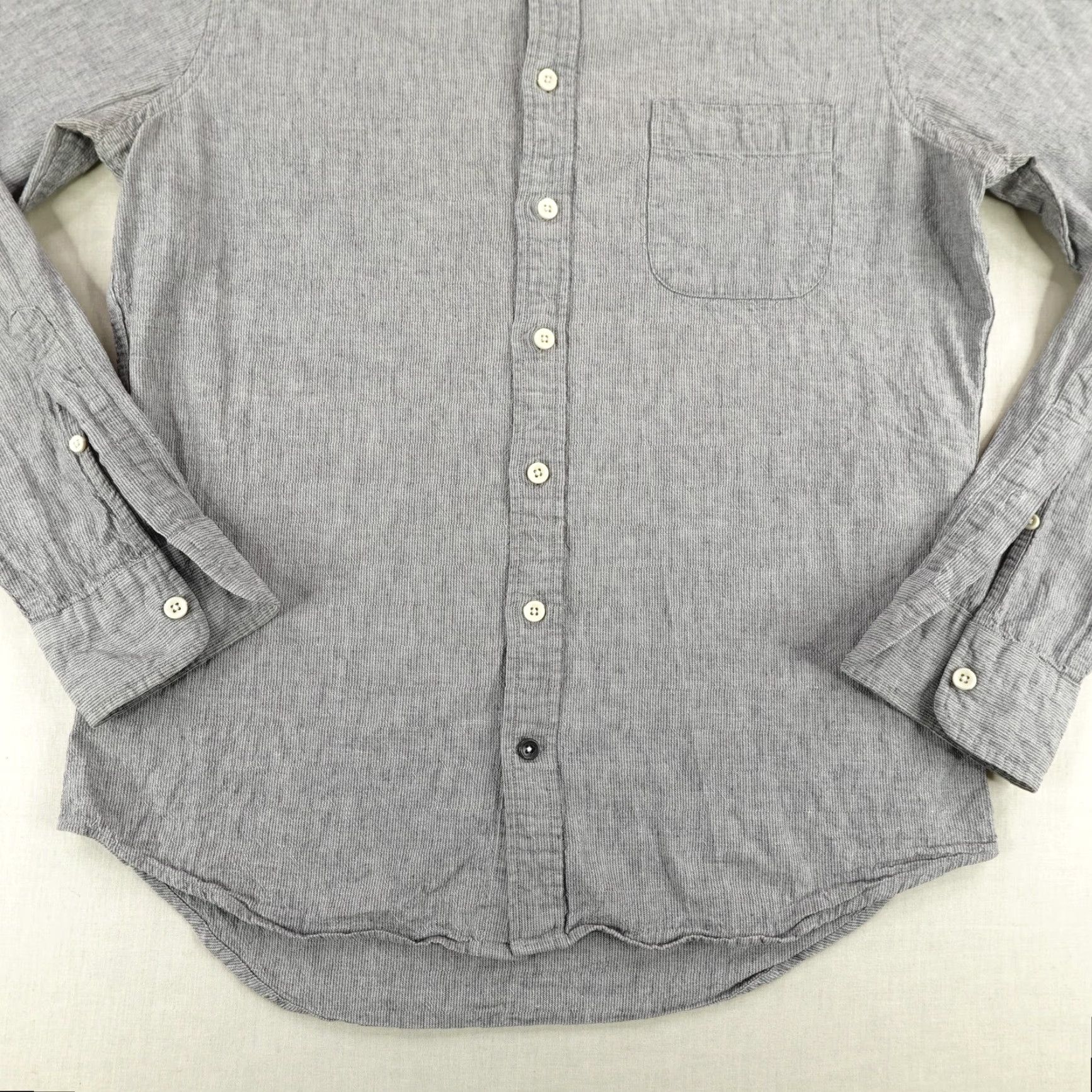 Taylor Stitch Taylor Stitch Shirt Men Small Size 38 Gray Linen Striped Button-Up Long Sleeve Casual Size US S / EU 44-46 / 1 - 4 Thumbnail