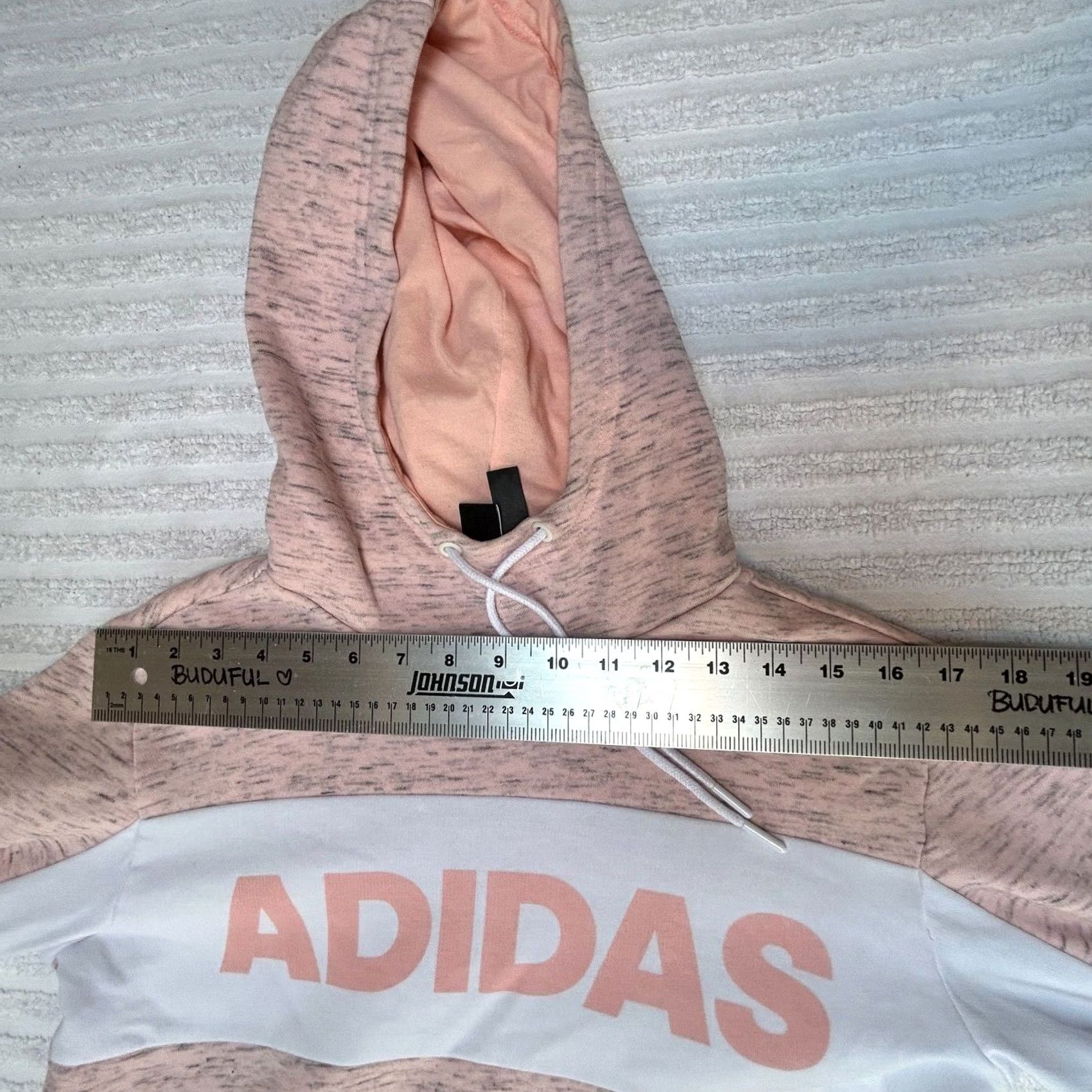 Adidas Adidas Womens Small Pink Hoodie Pullover Fleece Pullover Jacket Raglan Sleeve Hooded Front Pockets Size S / US 4 / IT 40 - 3 Thumbnail