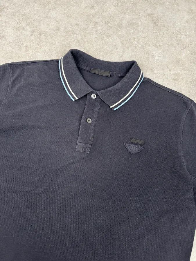 Prada SS2011 Prada Navy Striped Collar Polo Size US M / EU 48-50 / 2 - 5 Thumbnail