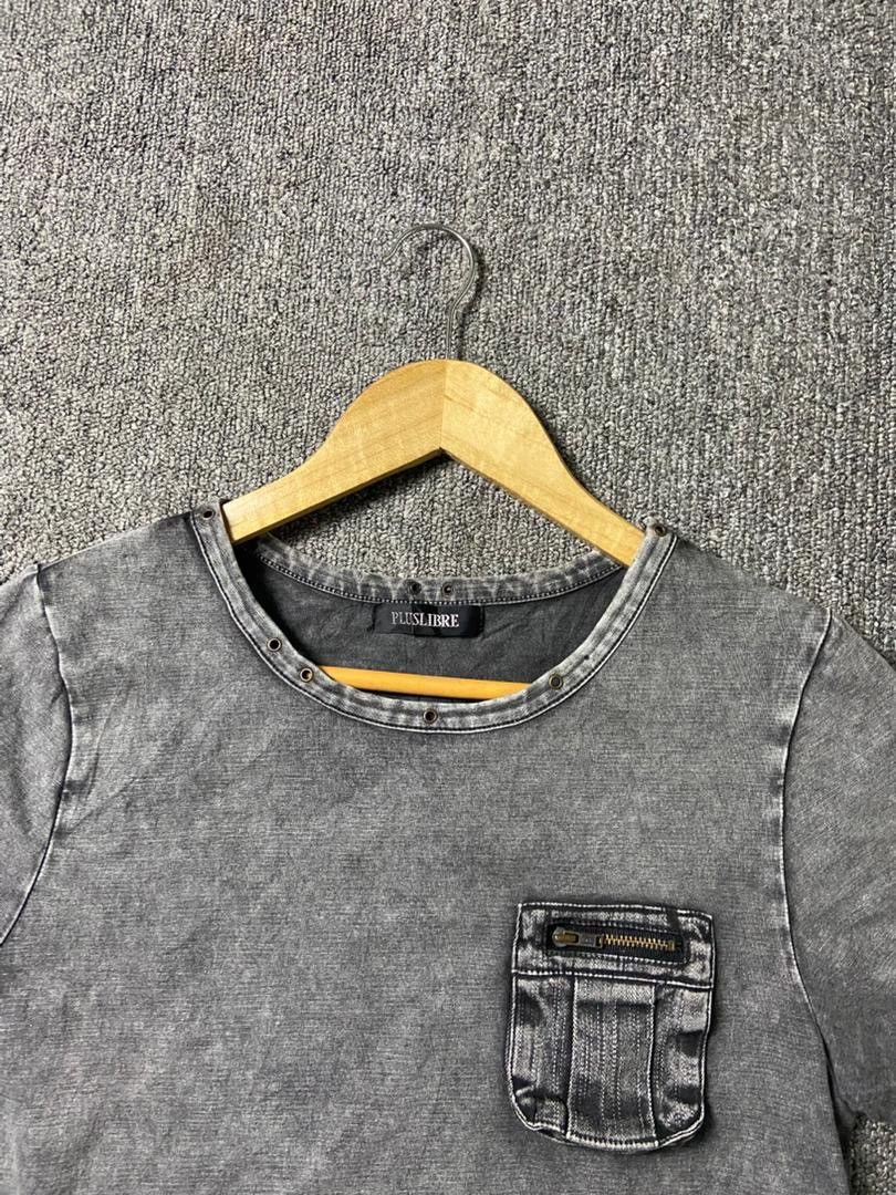 Japanese Brand Plus Libre Distressed Acid Wash Cargo Tshirt (201) Size US M / EU 48-50 / 2 - 7 Thumbnail