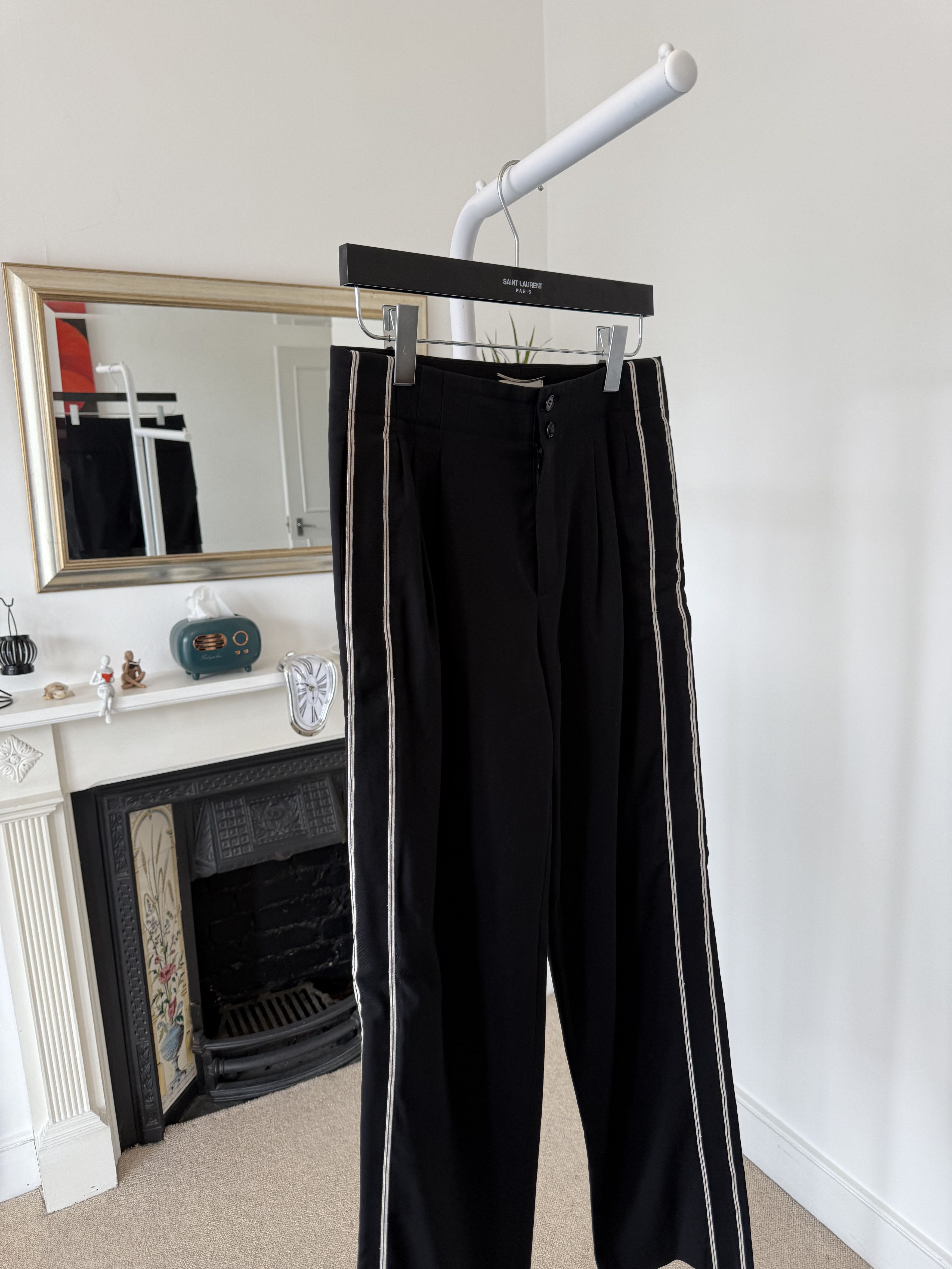 Saint Laurent Paris SS17 Saint Laurent Silver Striped Formal Trousers Size 46R - 2 Thumbnail