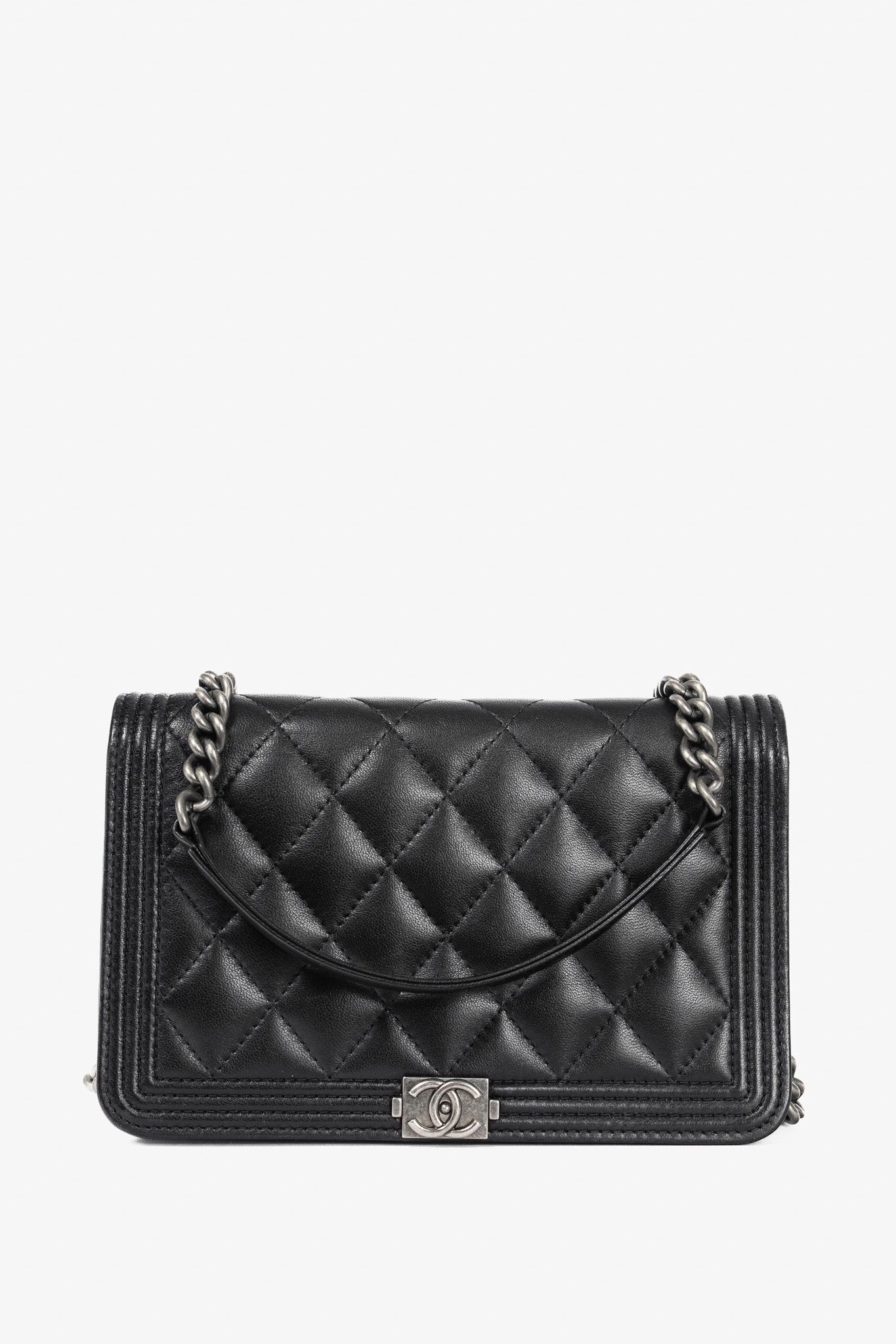 Chanel Chanel Boy Black Quilted Lambskin SHW Wallet-on-Chain Size ONE SIZE - 1 Thumbnail