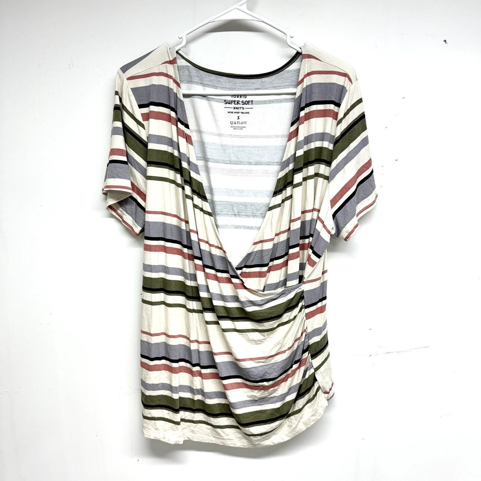 Other Torrid Striped Super Soft Surplice Wrap Deep V Top Size 3/3X Size 3XL / US 20-22 - 1 Thumbnail