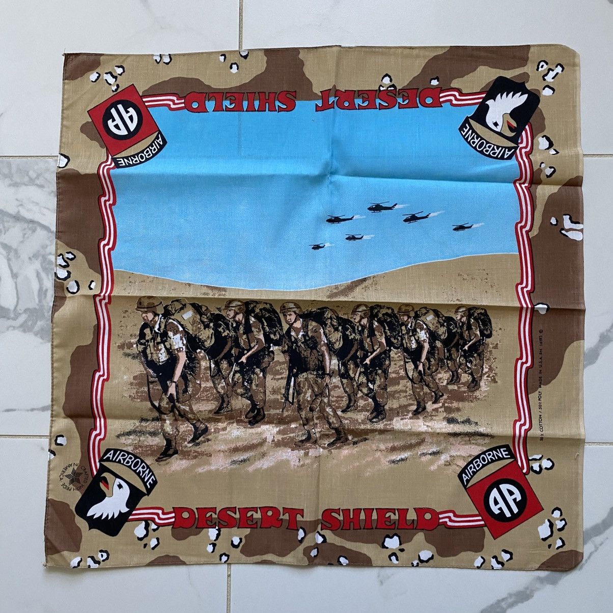Vintage Vintage 1990s 90s Desert Shield US Military Camo Bandana Size ONE SIZE - 1 Thumbnail