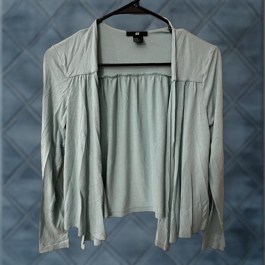 H&M H&M Cardigan Women XS Light Blue Open Front Long Sleeve Sweater Size XS / US 0-2 / IT 36-38 - 1 Thumbnail