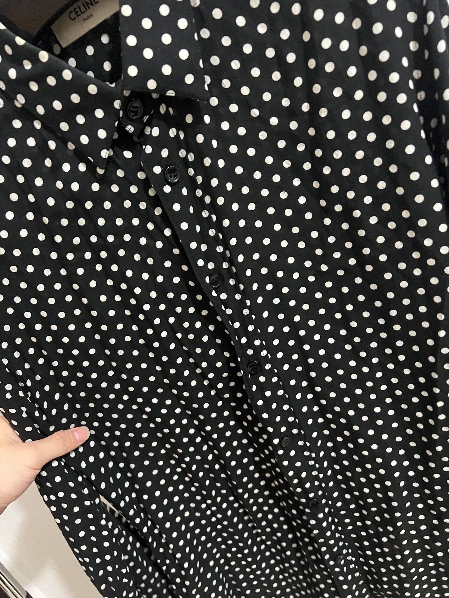 Hedi Slimane Celine 19FW Polka Dot Shirt Size US M / EU 48-50 / 2 - 3 Thumbnail