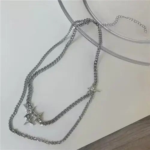 Jewelry Shine Silver Chain Goth God Pendant Necklace Stone Rave Size ONE SIZE - 3 Thumbnail