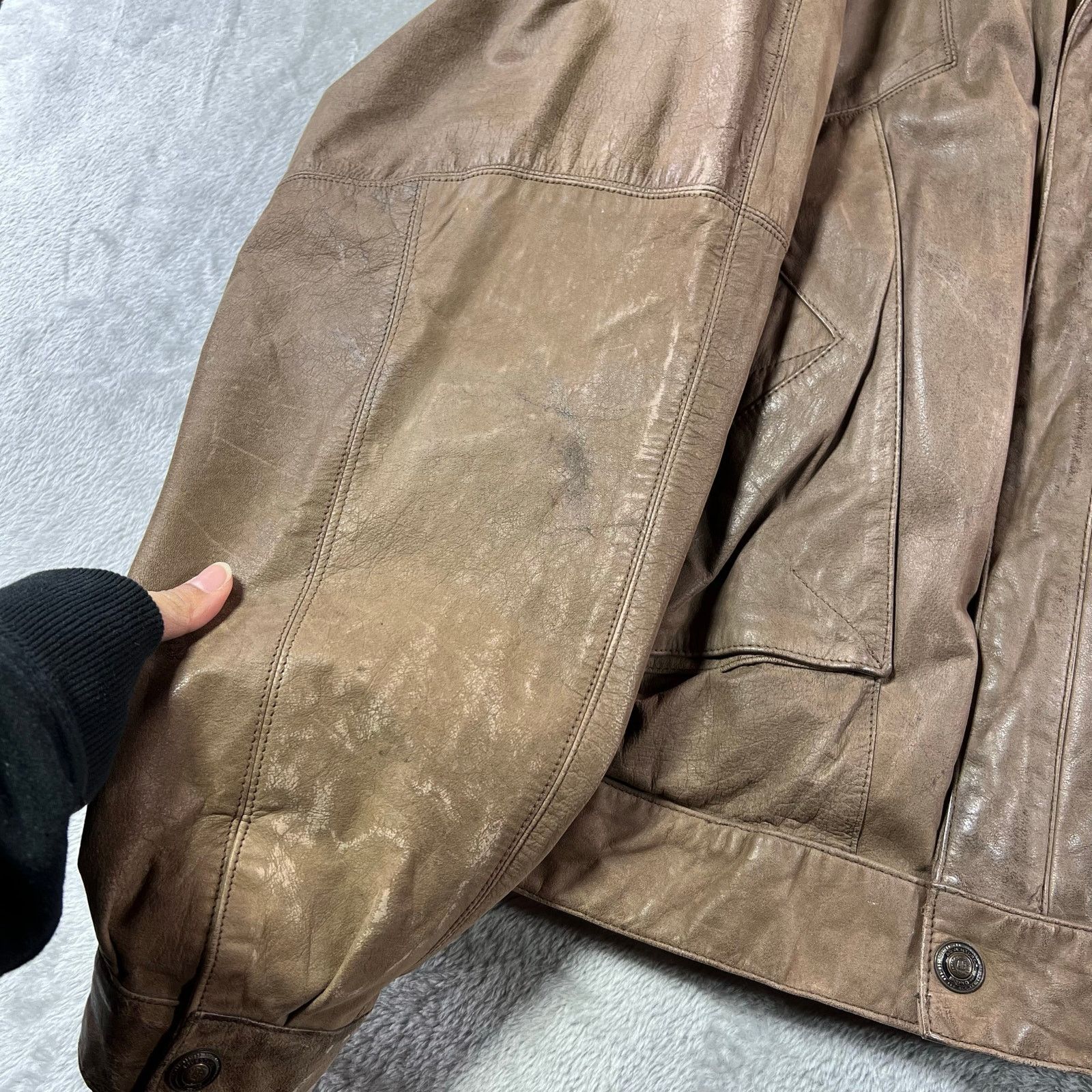 Adventure Bound Rugged Vintage XL Brown Leather Bomber Moto Aviation Jacket Size US XL / EU 56 / 4 - 6 Thumbnail