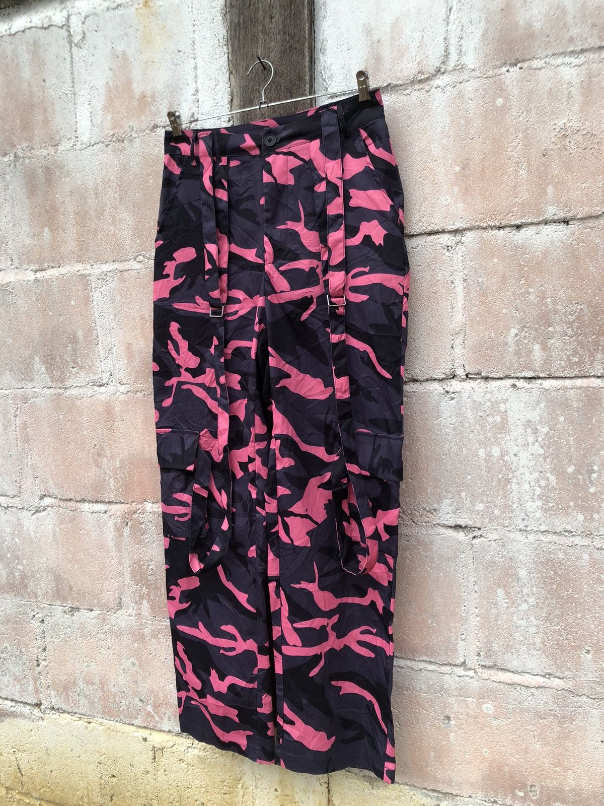Japanese Brand Drawstring Work Pants Cargo Camouflage Pink Digi Size US 29 - 3 Thumbnail