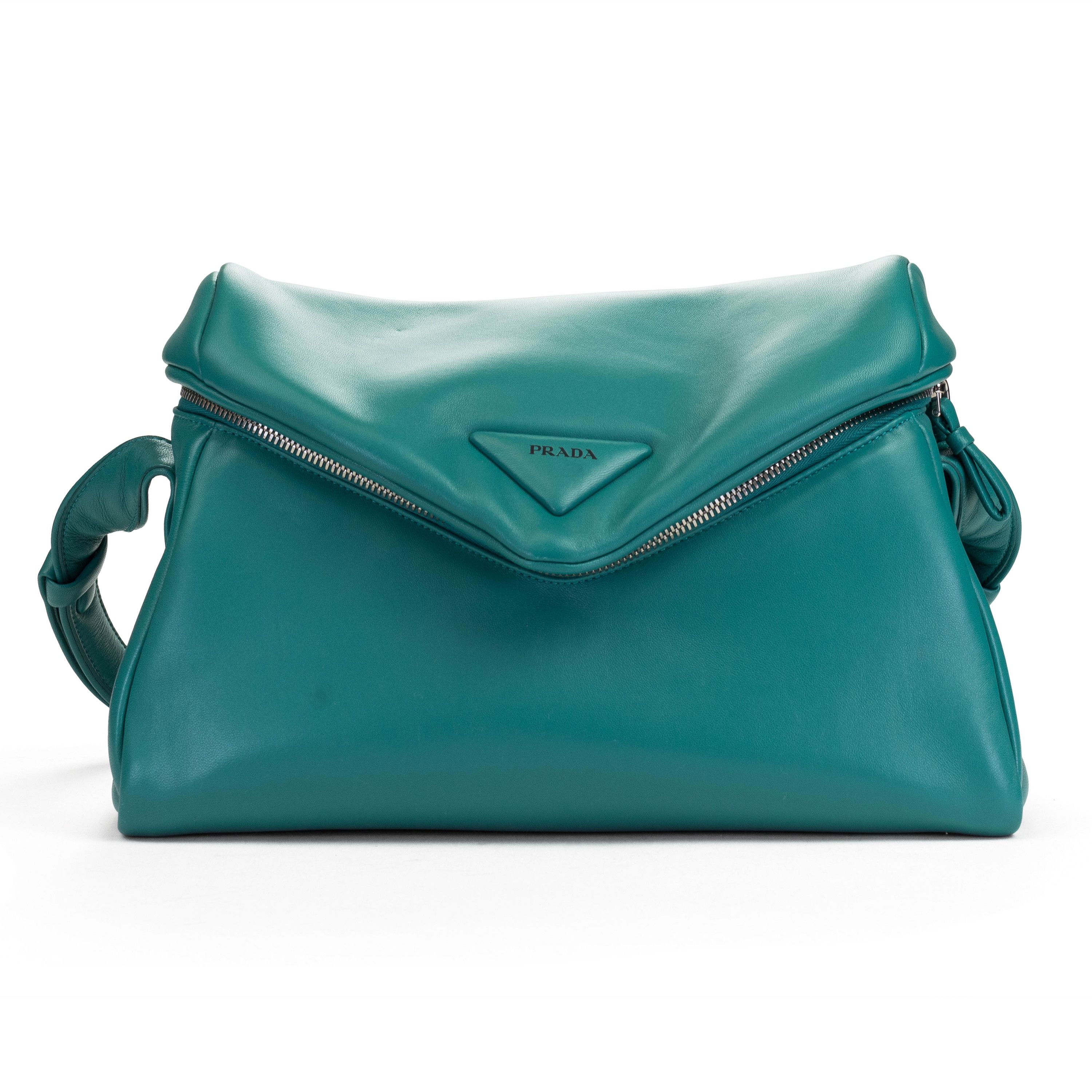 Prada Signaux Nappa Leather Shoulder Bag Blue Shoulder Bags Size Os, Women's