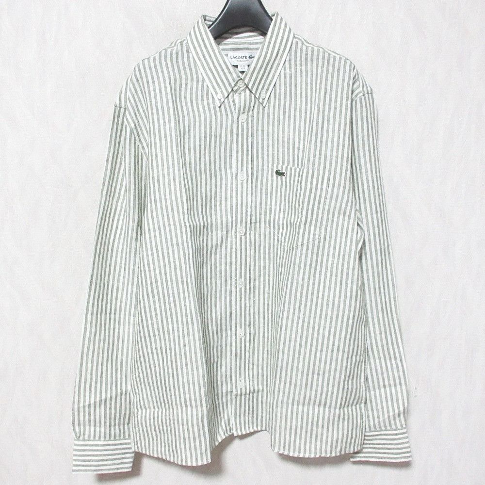 Other Lacoste CH5975-10 Linen Stripe Shirt Textile Dress Shirt CH5975-10 DUTY FREE for USA