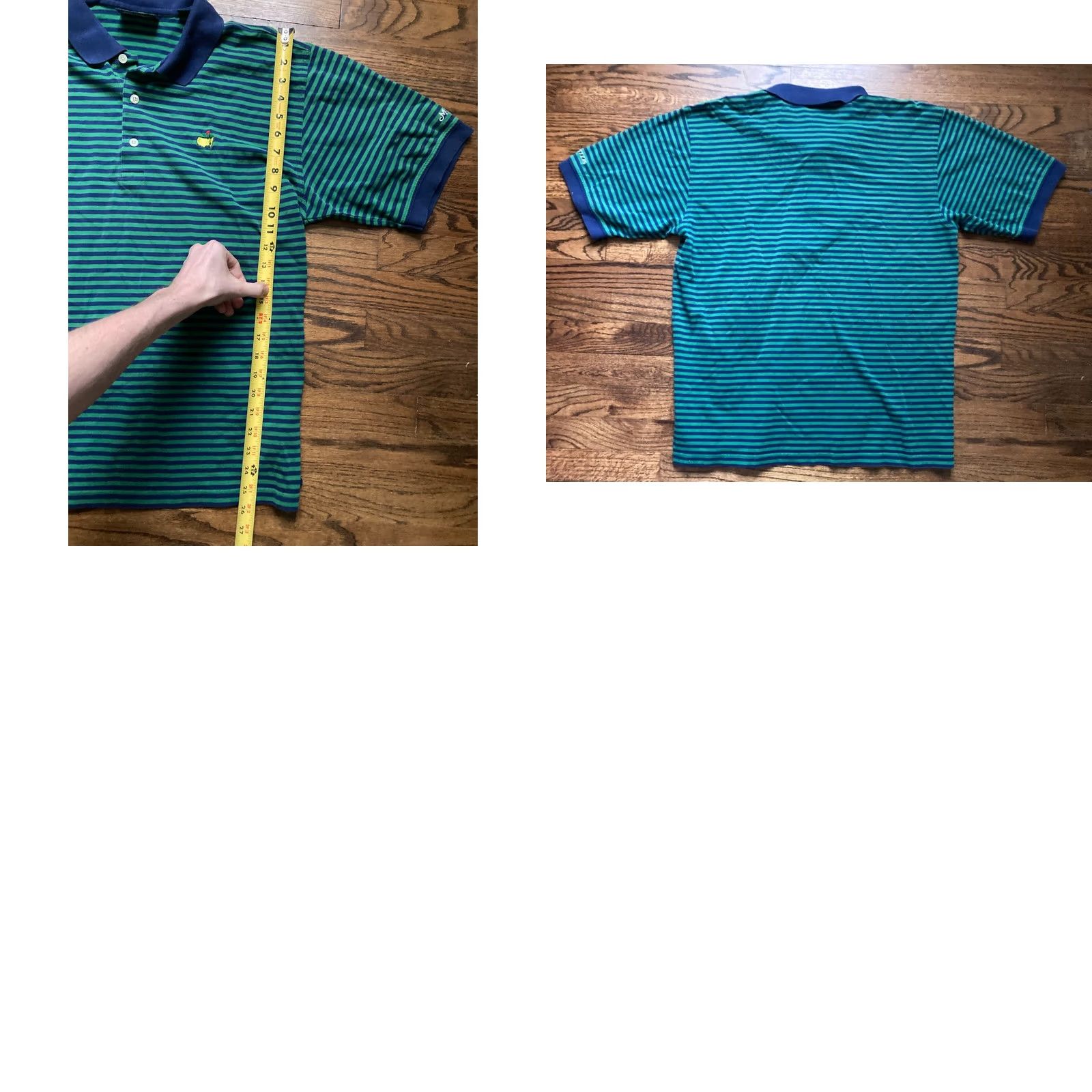 Vintage Masters Collection Polo Shirt Mens L Green Striped Golf Polo Shirt, Short Sleeve, Collared, 100% Cotton, Regular Fit, Masters Collection, Size L Size US L / EU 52-54 / 3 - 8 Thumbnail