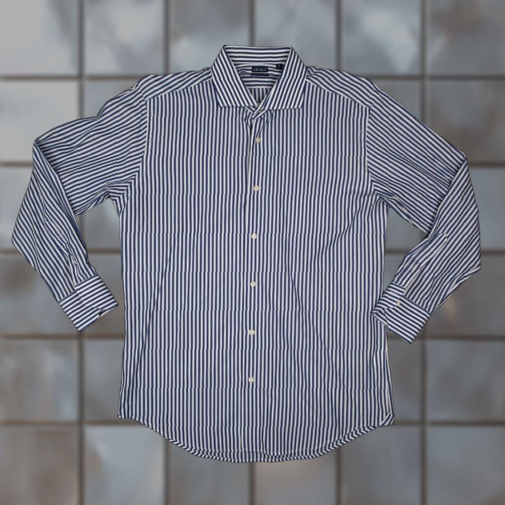 Vintage Spada Dress Shirt Mens 41 Blue Luxury Collection Button Up Long Sleeve Work Shirt Size 42R - 1 Thumbnail