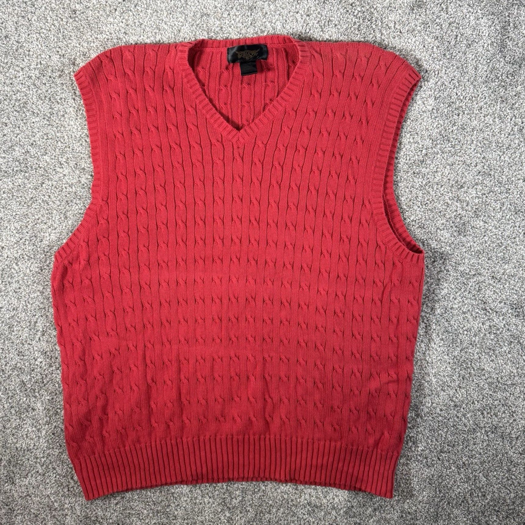 Vintage VINTAGE Y2K Sweater Vest XXL Red 100% Cotton Cable Knit Preppy Academia Heritage Men Vest 90s Christmas Holiday Retro Size US XXL / EU 58 / 5 - 3 Thumbnail