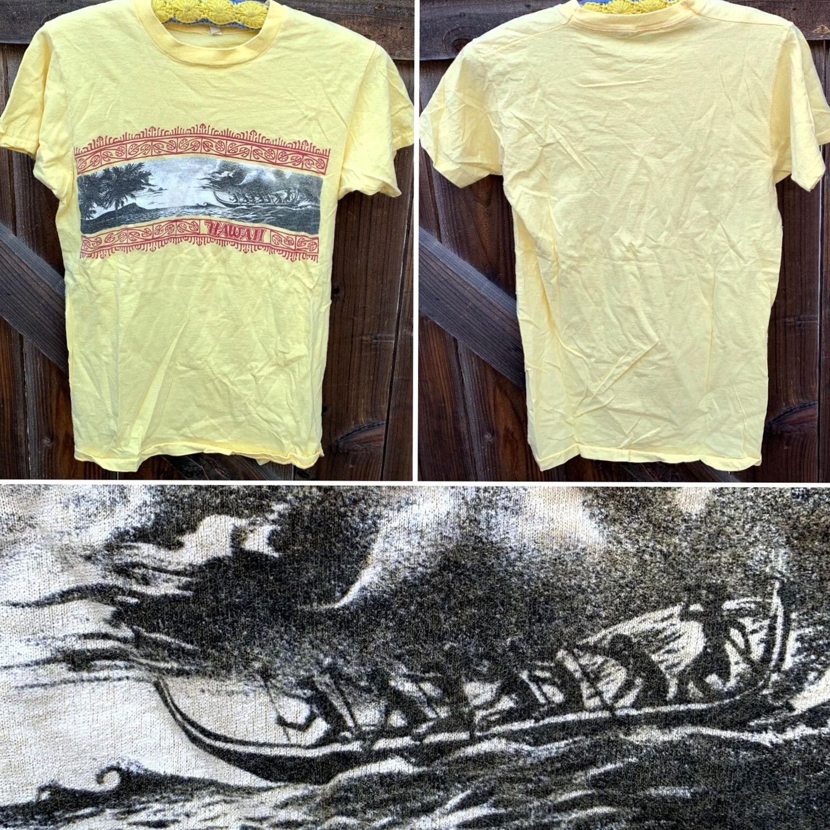 Vintage VINTAGE Hawaii T Shirt Screen Stars 80s 1980s single stitch graphic Tee M Yellow 100% Cotton USA Mens Size US M / EU 48-50 / 2 - 3 Thumbnail