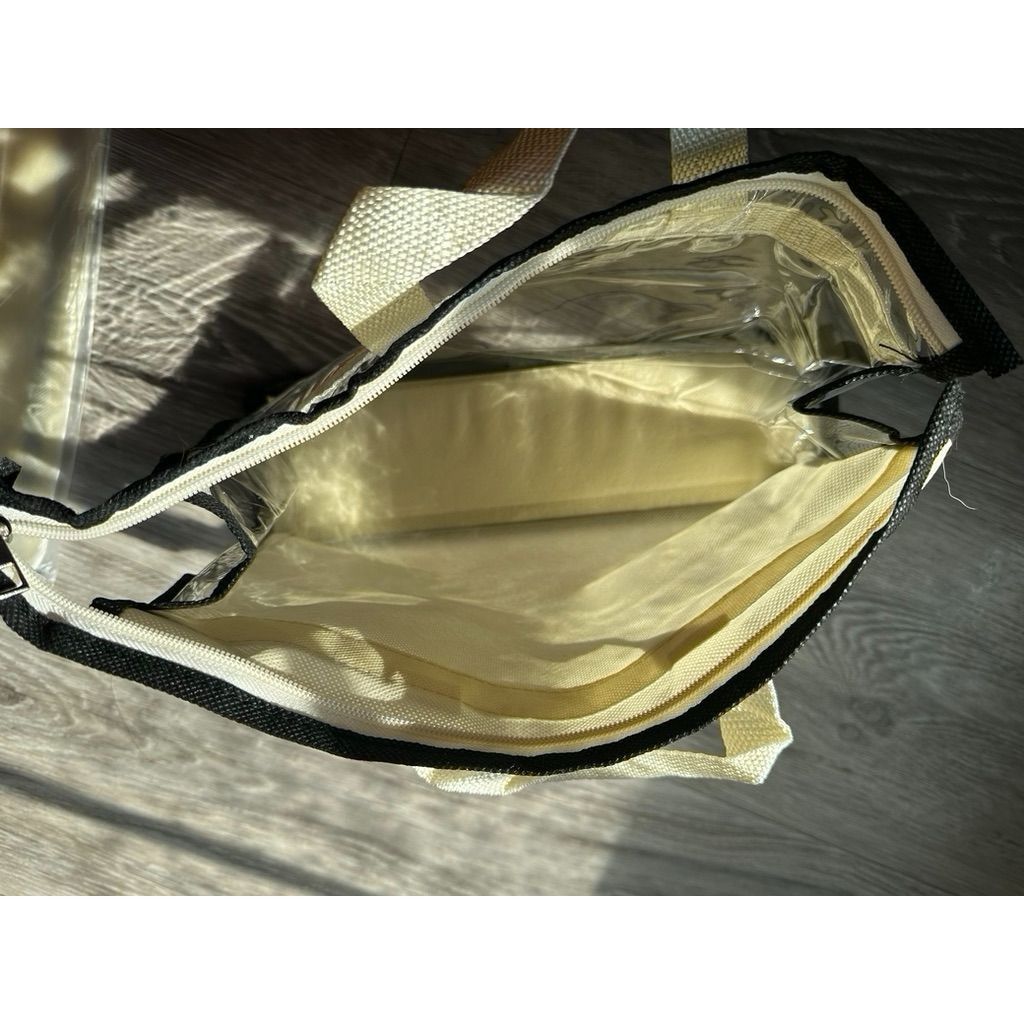 Other New Handbag with Handles and Zipper (Cream and Black Color) Size ONE SIZE - 5 Thumbnail