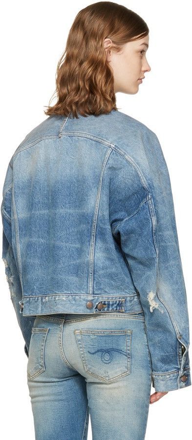 R13 R13 Raglan Denim Jacket Unisex Oversized Trucker Distressed Size US L / EU 52-54 / 3 - 4 Thumbnail