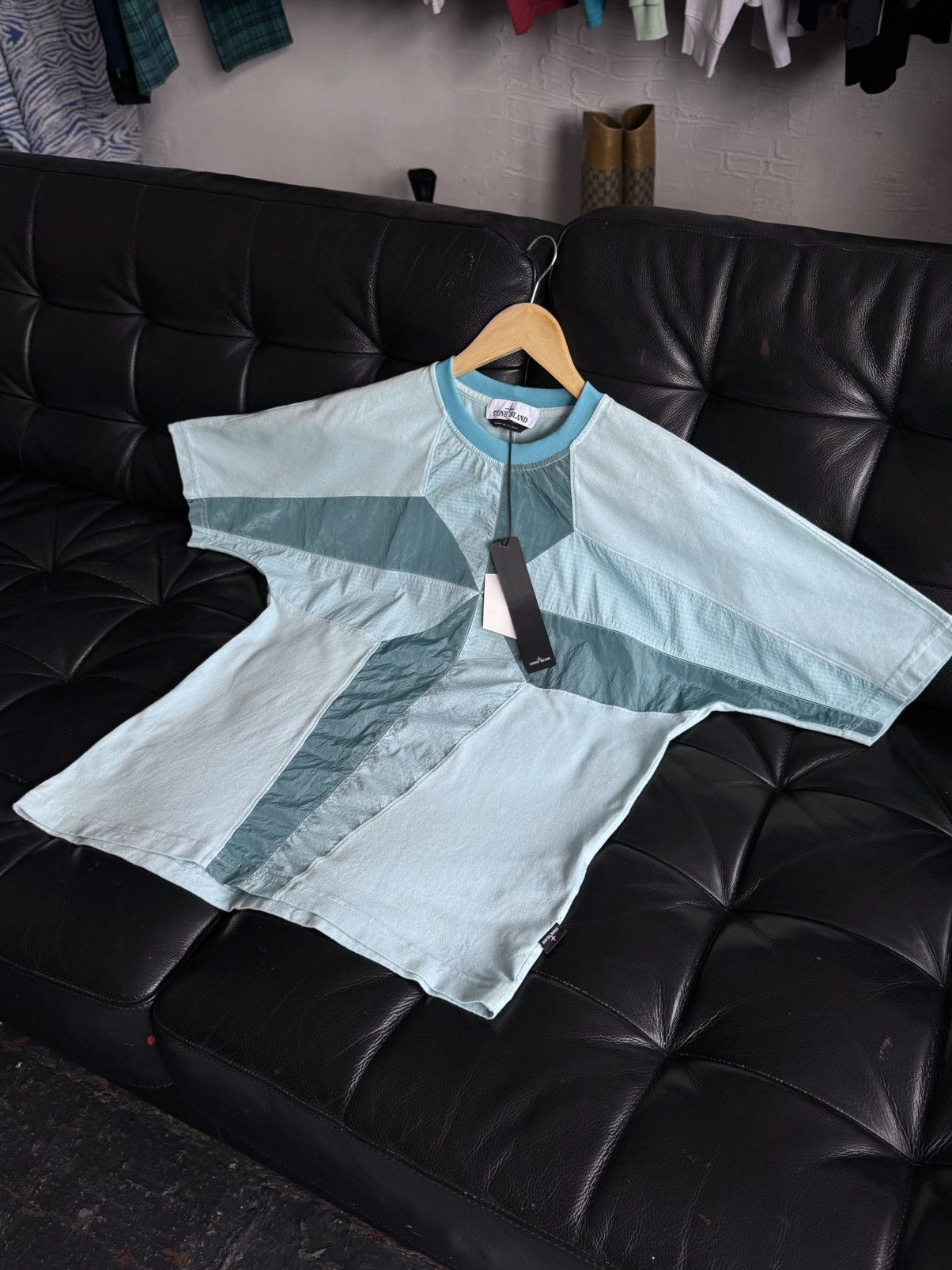 Stone Island Stone Island Nylon Metal Compass Big Logo Aqua Tee Shirt Size US S / EU 44-46 / 1 - 24 Thumbnail