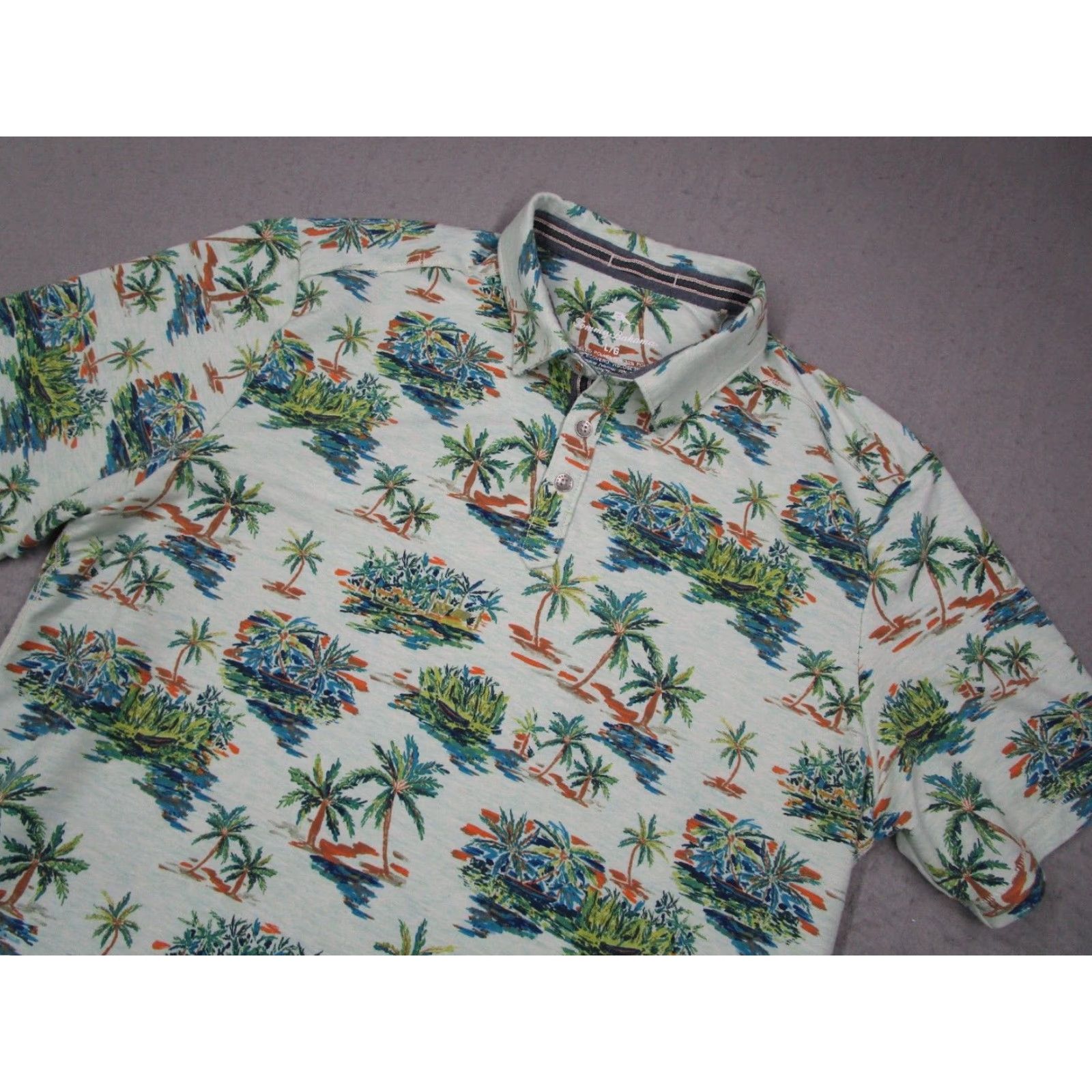 Tommy Bahama TOMMY BAHAMA Shirt Mens Large Green Floral Polo Ecovero Golf Beach Resort Travel Size US L / EU 52-54 / 3 - 2 Thumbnail