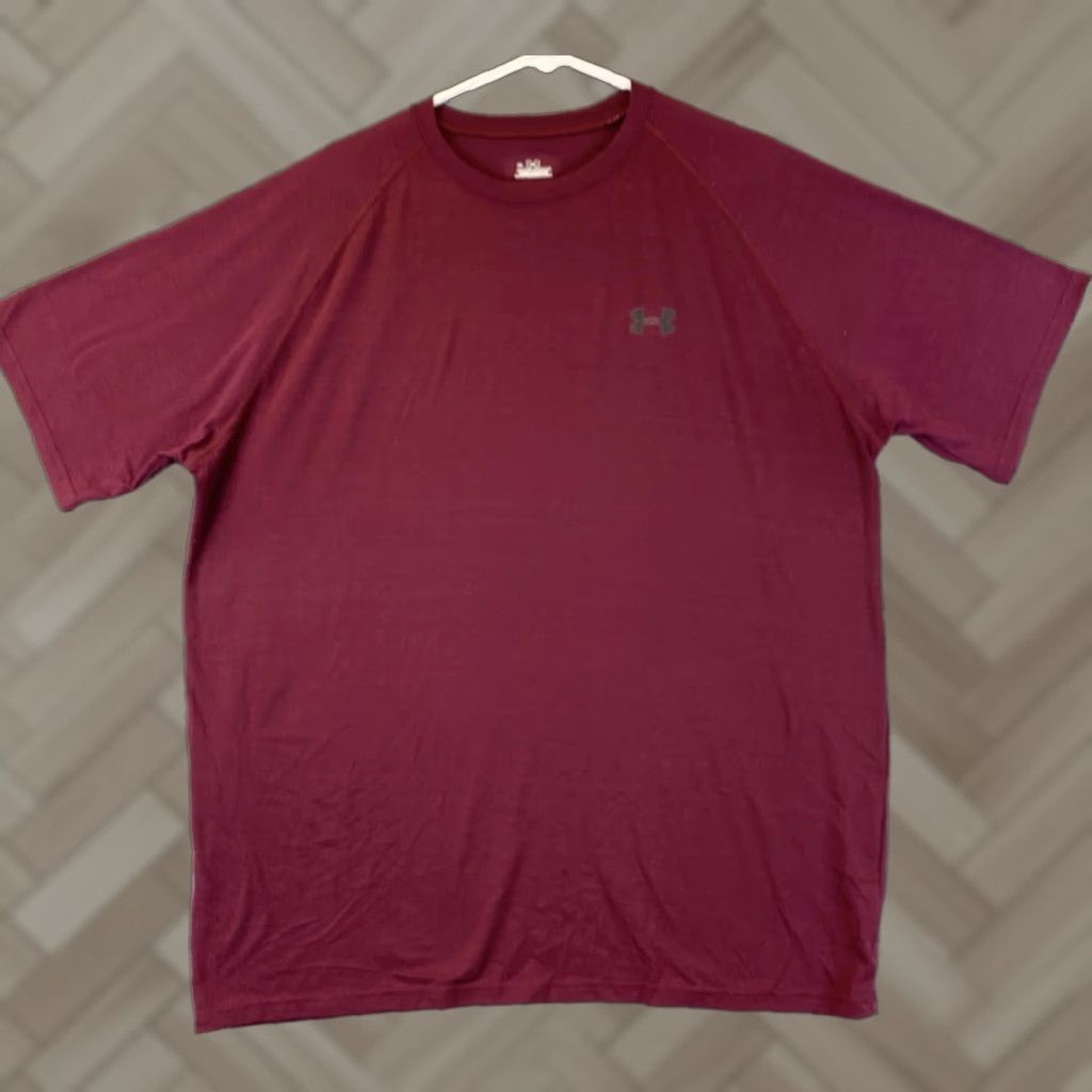 Under Armour VINTAGE? No — Under Armour DRY FIT Training Shirt Short Sleeve Mens XL Maroon Athletic Dri-Fit, Lightweight Moisture-Wicking Sports Tee, 73-9 Size US XL / EU 56 / 4 - 1 Thumbnail
