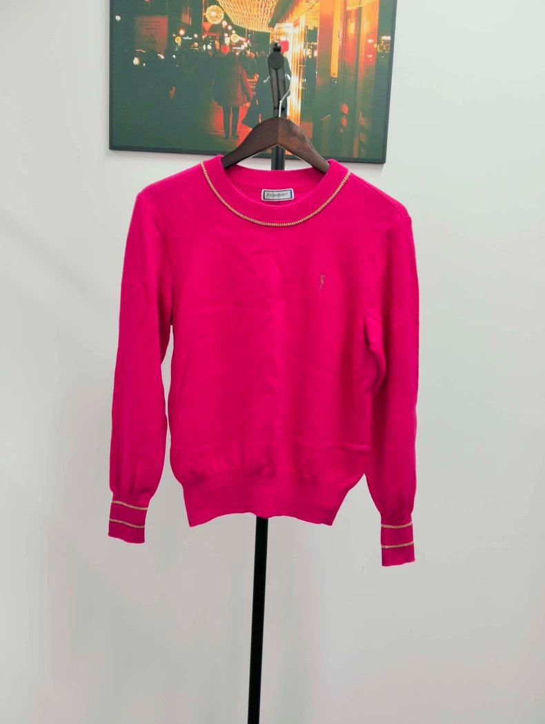 Yves Saint Laurent YSL Pink Knit Sweater M Size - dmc Size US M / EU 48-50 / 2 - 1 Thumbnail