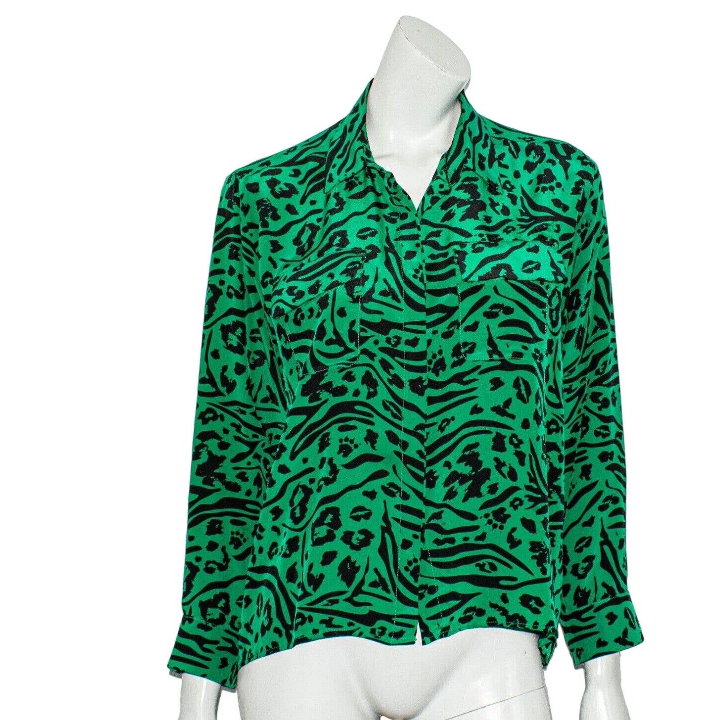 Amanda Uprichard AMANDA UPRICHARD 100% Silk Button up Shirt Green Black Size S / US 4 / IT 40 - 9 Thumbnail