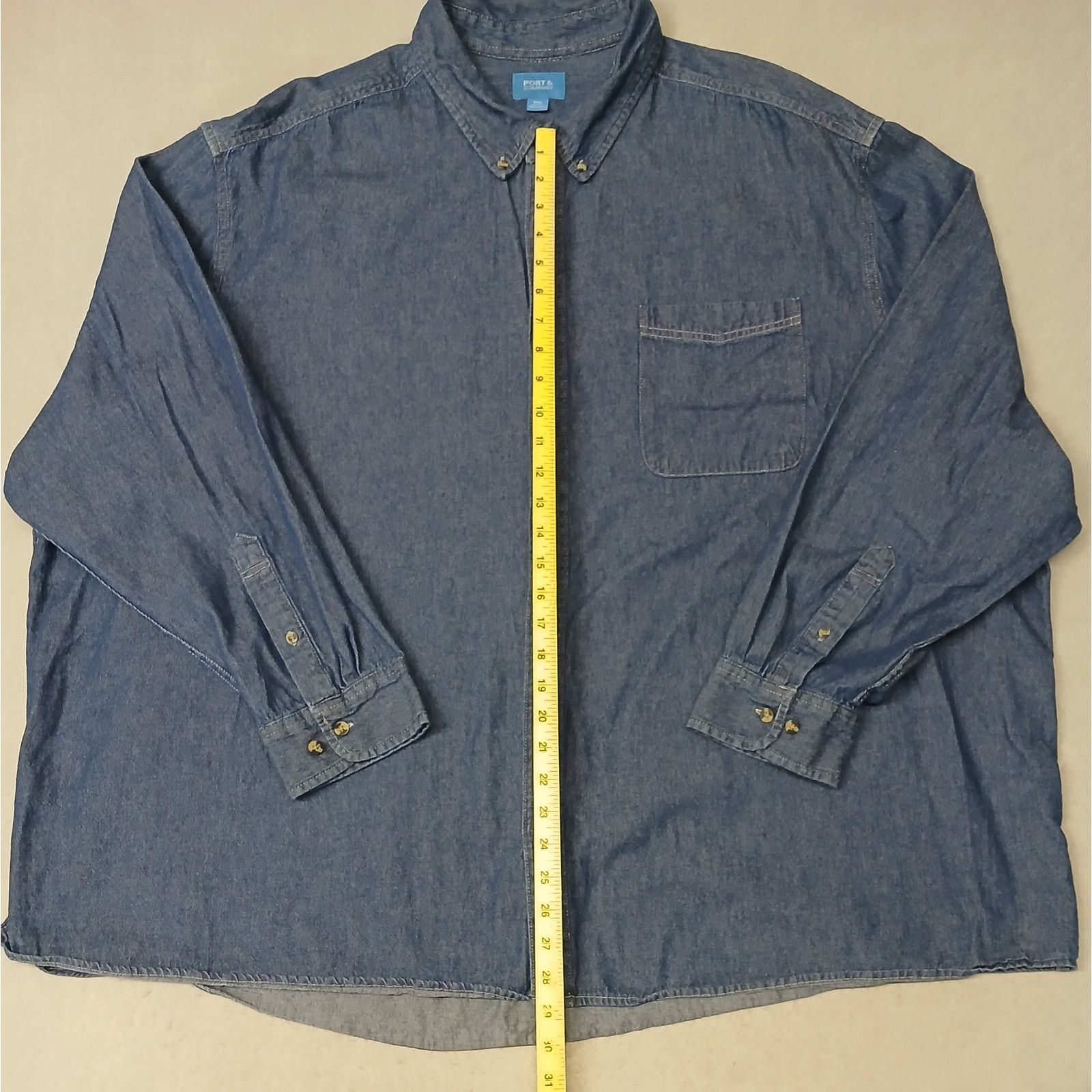 Port & Company Port & Company (5XL) Men's Slim Fit Dark Denim Jean Shirt Size US XXL / EU 58 / 5 - 2 Thumbnail