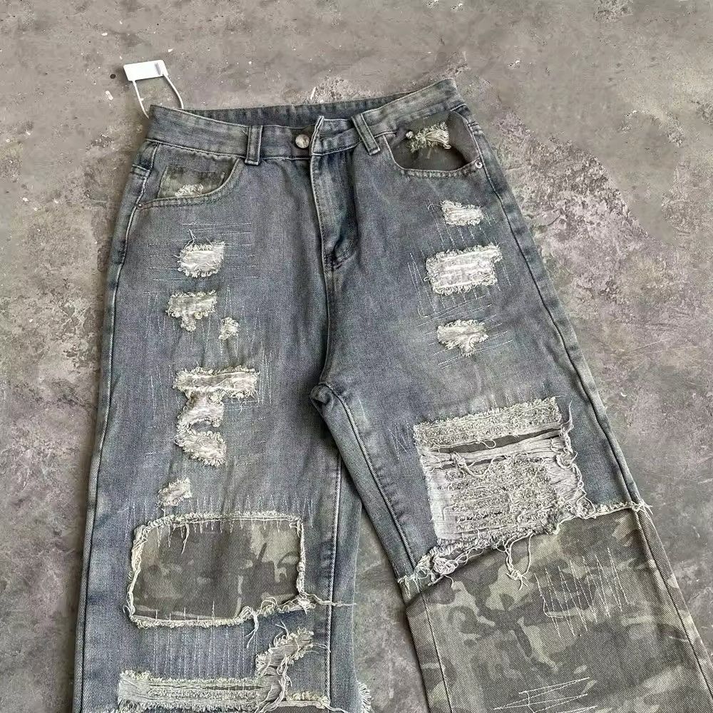 Jean Vintage Mopping Camouflage Patchwork Denim Jean Size US 28 / EU 44 - 6 Thumbnail